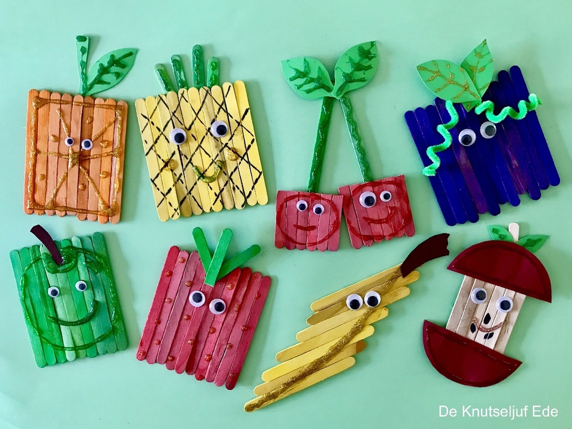 Fruit knutselen met houten ijslollystokjes » Crea met kids